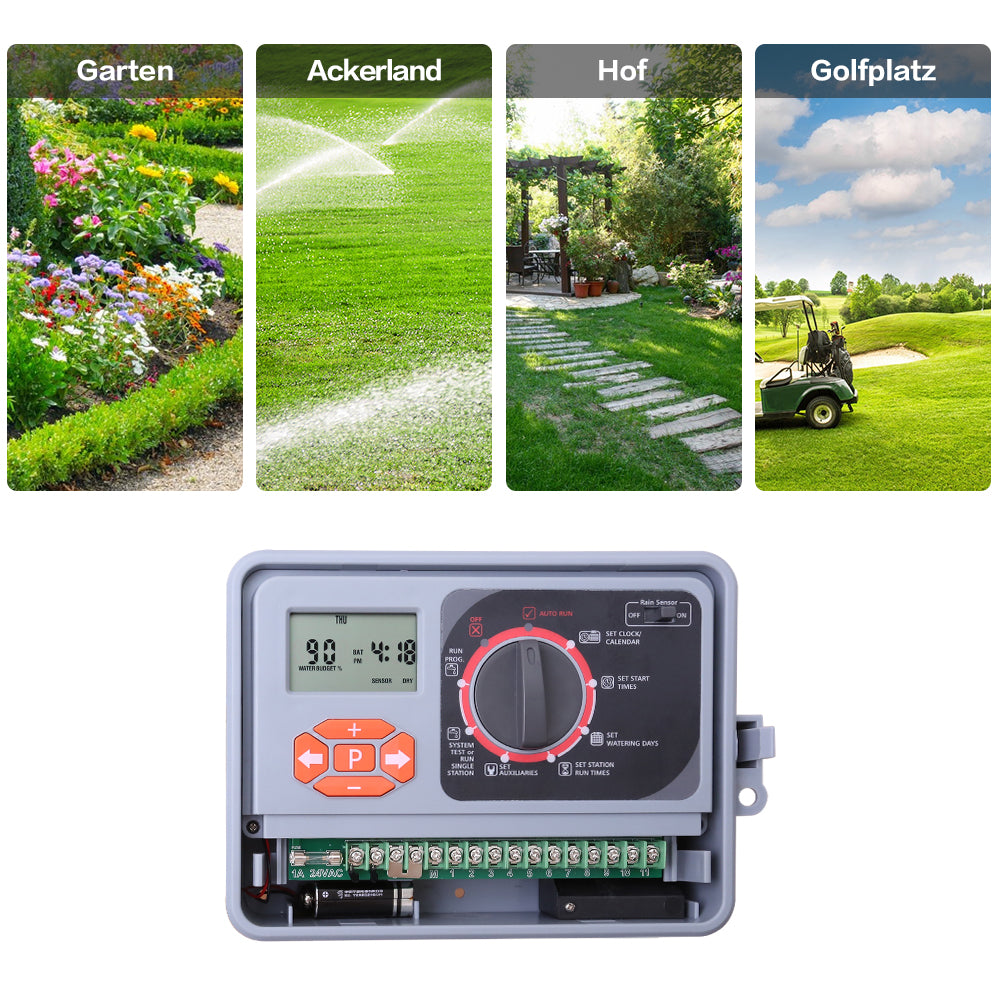 11 Station Garden Automatic Irrigation 220-240V AC Controller Water Timer Watering System with EU standard Internal Transformer #10469 - Aqualin Official Store