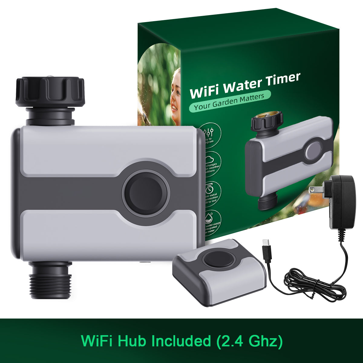 WiFi Water Timer Brass Inlet Sprinkler Timer for Garden Hose Bluetooth Wi-Fi Remote Control#21187+21189