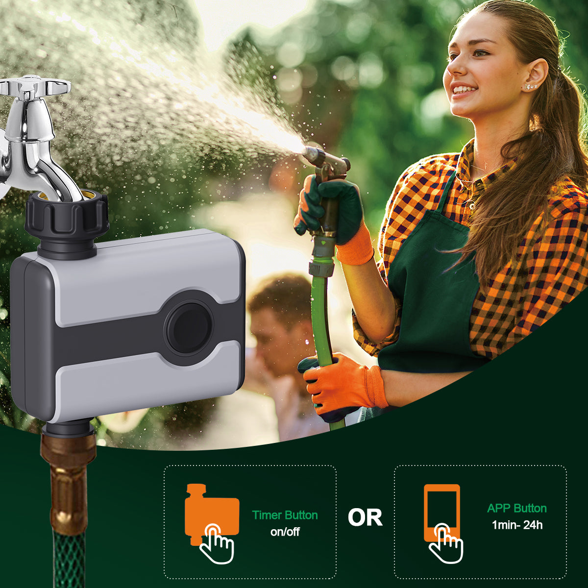 WiFi Water Timer Brass Inlet Sprinkler Timer for Garden Hose Bluetooth Wi-Fi Remote Control#21187+21189
