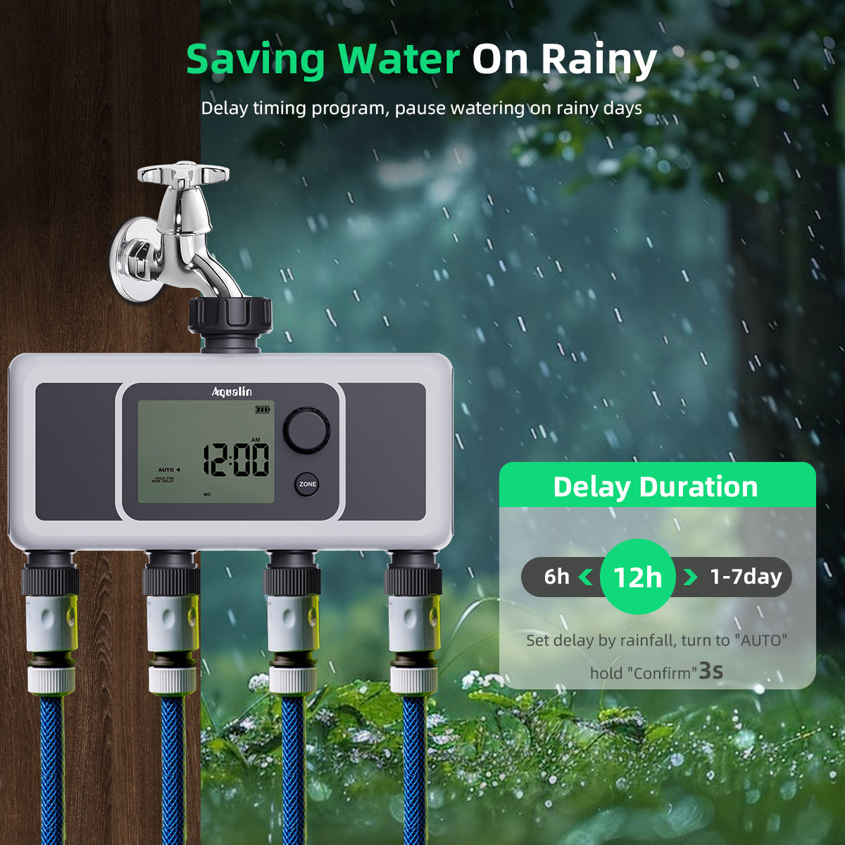 4-Outlet Water Timer Automatic Irrigation Hose Sprinkler Timer 4 Zone Programmable Garden Watering Systems Controller