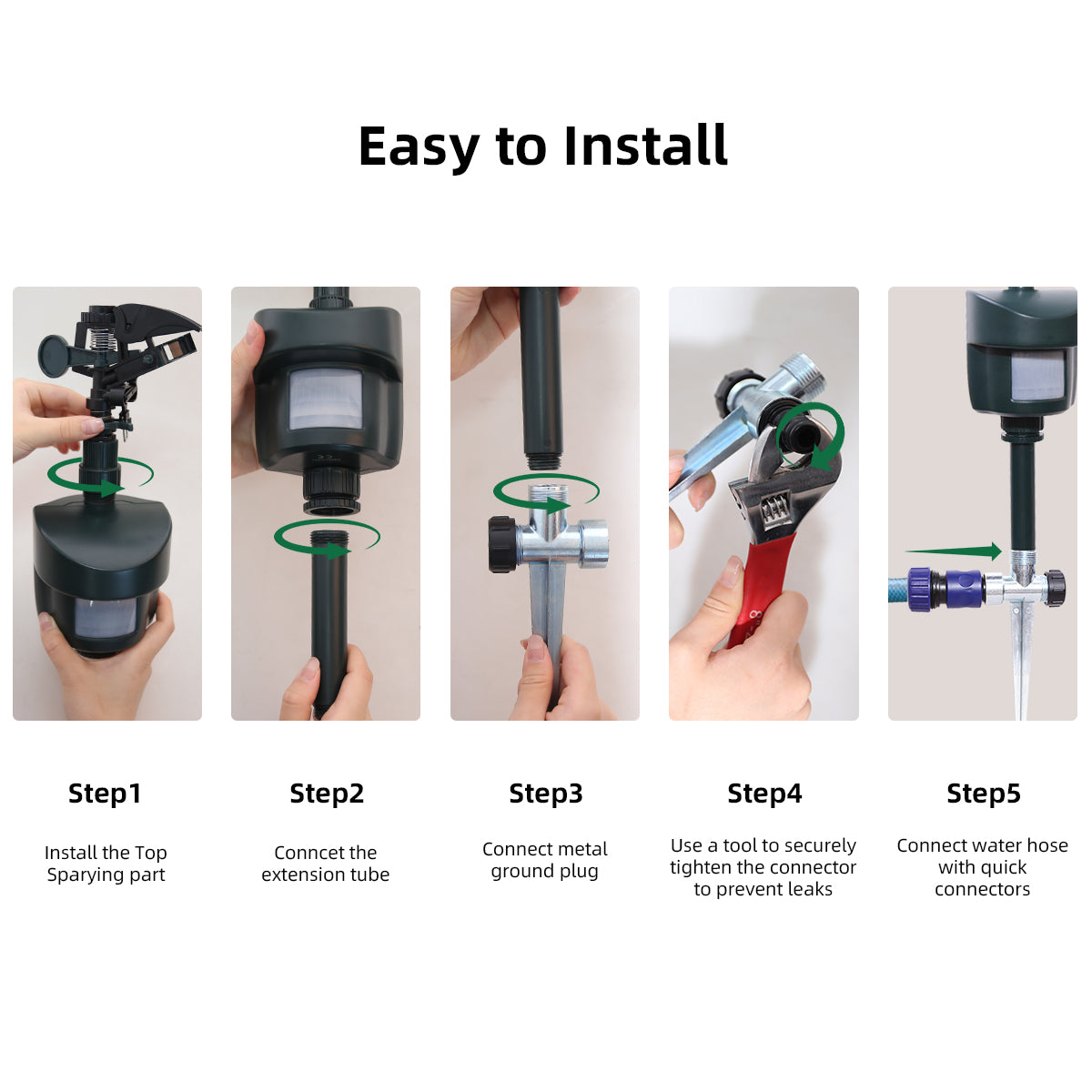 Water Jet Animal Repellent with Day & Night Detection Modes Motion Activated Sprinkler Bird Heron Cat Repellent Garden Wild Animals Up to 10M Range#31011L