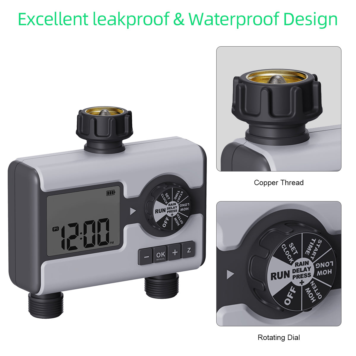 2 Outlet Water Timer Automatic Watering System Watering Hose Time r for Garden Hose Sprinkler Timer with Rain Delay