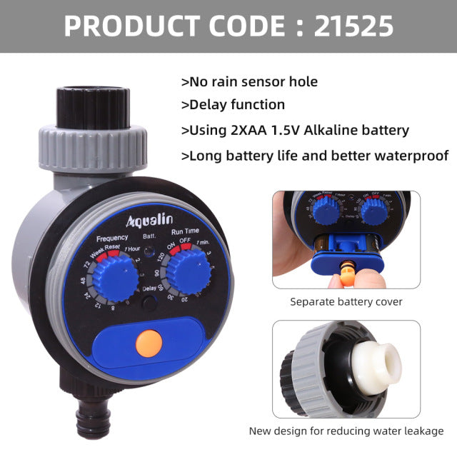 Garden Water Timer Ball Valve Automatic Electronic Irrigation Timer Controller System #21025 - Aqualin Official Store