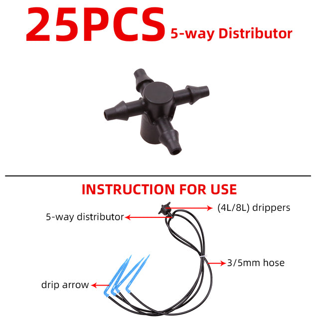 30M 3/5MM Hose Garden 60PCS Drip Arrow Watering Kits 4L/8L 5-way Distributor Drip Irrigation System in Greenhouse,Yard#26301-14 - Aqualin Official Store