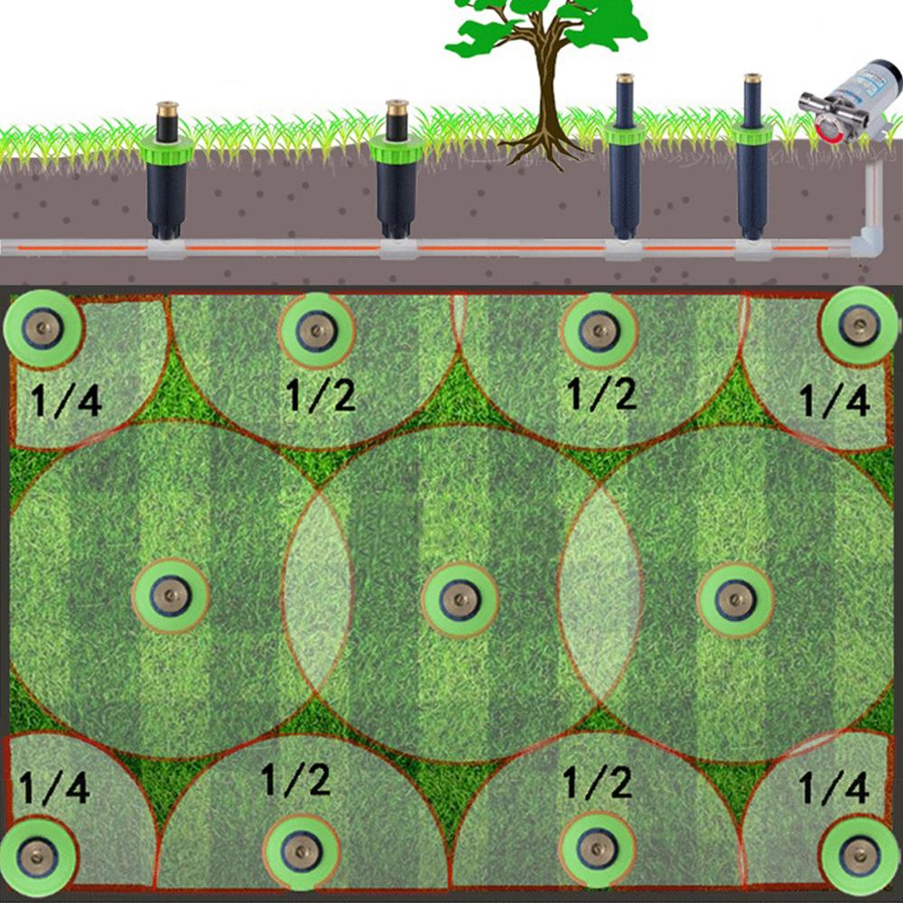 90-360 Degree 4Pcs/lot Garden Lawn Sprinkler Automatic Retractable Spray Irrigation System Copper Nozzle #GW00106 - Aqualin Official Store