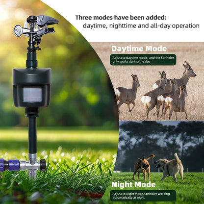 Water Jet Animal Repellent with Day & Night Detection Modes Motion Activated Sprinkler Bird Heron Cat Repellent Garden Wild Animals Up to 10M Range#31011L
