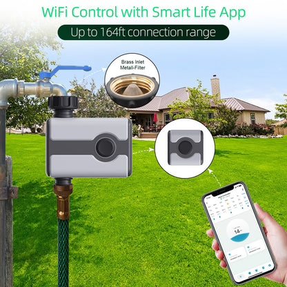 WiFi Water Timer Brass Inlet Sprinkler Timer for Garden Hose Bluetooth Wi-Fi Remote Control#21187+21189
