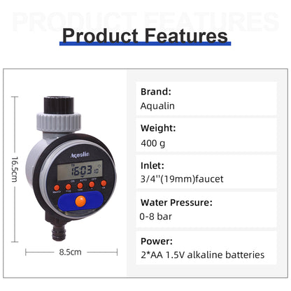 Automatic LCD Display Watering Timer Electronic Home Garden Ball Valve Water Timer For Garden Irrigation 21026 Upgrade # 21526 - Aqualin Official Store