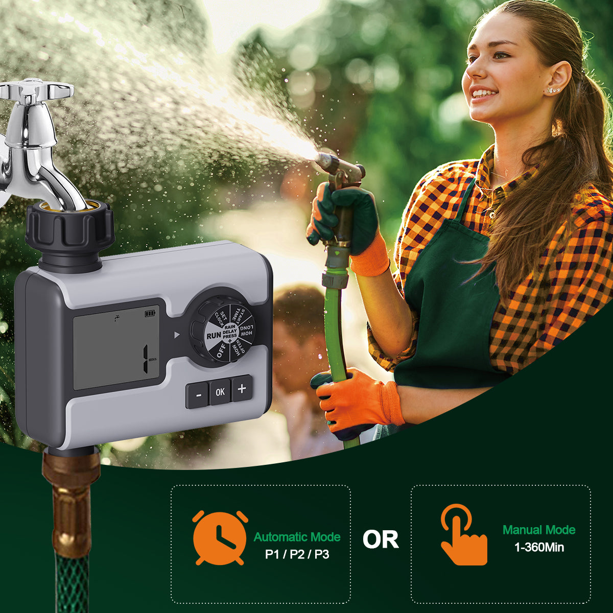 Sprinkler Timer Dial Hose Faucet Timer Programmable Water Timer for Garden Hose with Rain Delay Watering System#21177