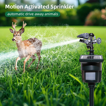 Motion Activated Sprinkler with Day & Night Detection Modes Water Jet Animal Repellent with Solar Panel Bird Heron Cat Repellent Garden Wild Animals for Yard#31012L