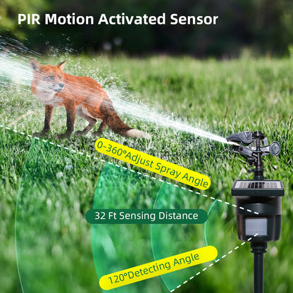 Motion Activated Sprinkler with Day & Night Detection Modes Water Jet Animal Repellent with Solar Panel Bird Heron Cat Repellent Garden Wild Animals for Yard#31012L