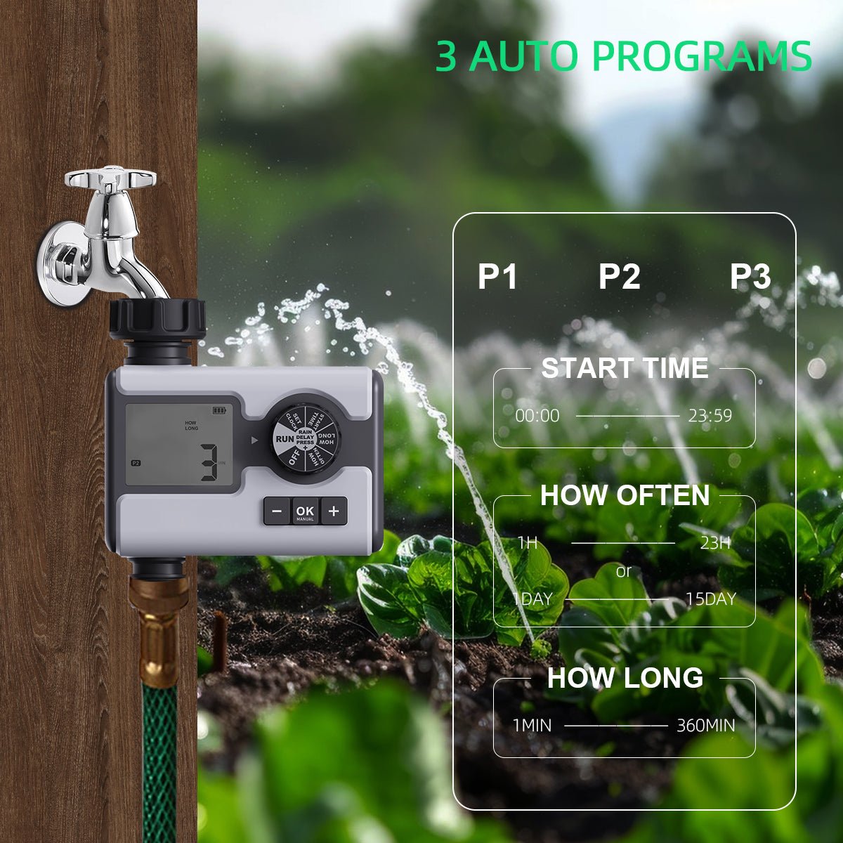Sprinkler Timer Dial Hose Faucet Timer Programmable Water Timer for Garden Hose with Rain Delay Watering System#21177