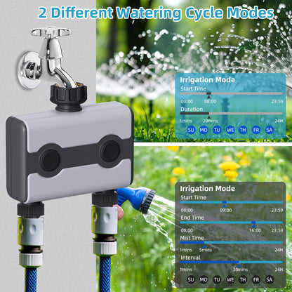 WiFi Garden Water Timer 2 Zones Smart Watering Timers for Irrigation with WiFi Hub Sprinkler Hose Timer  APP Control#21188+21189