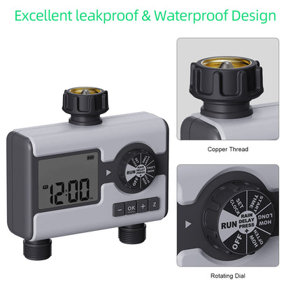 2 Outlet Water Timer Automatic Watering System Watering Hose Time r for Garden Hose Sprinkler Timer with Rain Delay