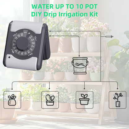 Aqualin Automatic Watering System Houseplants Waterer Indoor Irrigation Kit Self DIY Watering System and Programmable Water Timer for 10 Potted Plants#22096