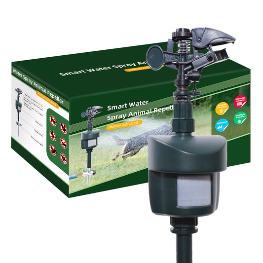 Water Jet Animal Repellent with Day & Night Detection Modes Motion Activated Sprinkler Bird Heron Cat Repellent Garden Wild Animals Up to 10M Range#31011L