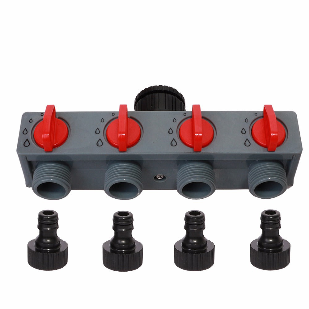 4 Way Water Distributor Tap Adapter  ABS Plastic Connector Hose Splitters for Hose Tube Water Faucet#27208 - Aqualin Official Store
