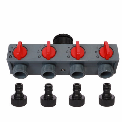 4 Way Water Distributor Tap Adapter  ABS Plastic Connector Hose Splitters for Hose Tube Water Faucet#27208 - Aqualin Official Store