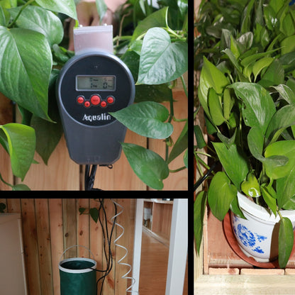 Automatic LCD Display Drip Irrigation Set Garden Flower Water Timer Watering Kit with Built-in High Quality Membrane Pump #22078 - Aqualin Official Store