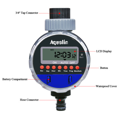 Automatic LCD Display Watering Timer Electronic   Ball Valve   Irrigation Controller#21026 - Aqualin Official Store
