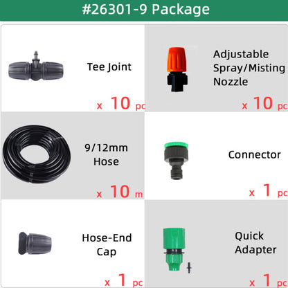 Micro Drip Plant Watering Kit DIY Garden Irrigation Mist Cooling System with Adjustable Nozzles and Water Timer Package - Aqualin Official Store