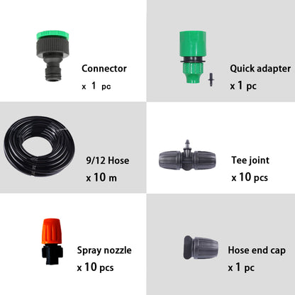 10m 9/12 Hose Automatic  Spray Irrigation System Garden Mist  Watering Kits with Adjustable Spray Nozzle #26301-9 - Aqualin Official Store