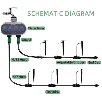10m 9/12 Hose Automatic  Drip Irrigation System Garden Irrigation Systems  Watering Kits with Adjustable Dripper #26301-8 - Aqualin Official Store