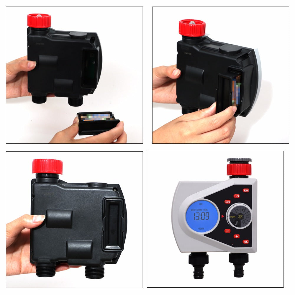 Two Outlets Garden Automatic Watering Timer Digital Electronic Solenoid Valve Sprinkler Timer Irrigation Controller System#21076 - Aqualin Official Store