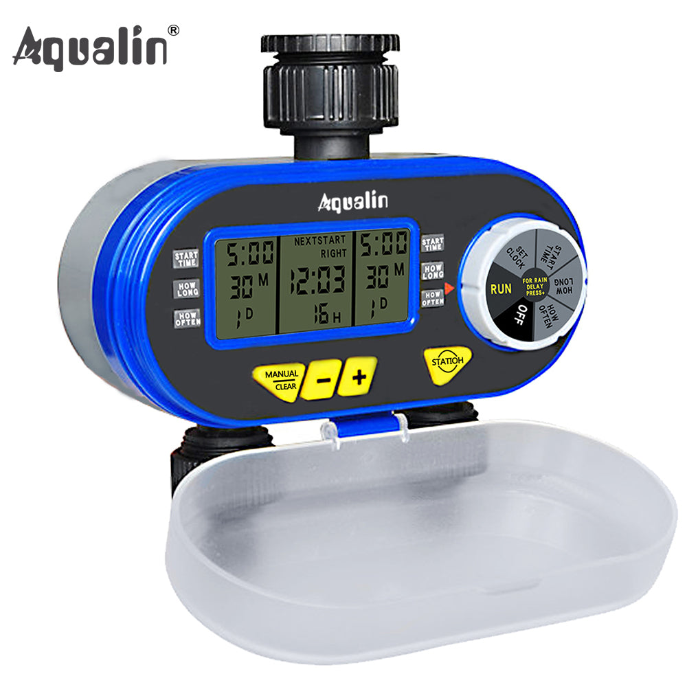 Two Outlet Garden Digital Electronic Water Timer Solenoid Valve Garden Irrigation Controller for Garden,Yard#21060 - Aqualin Official Store