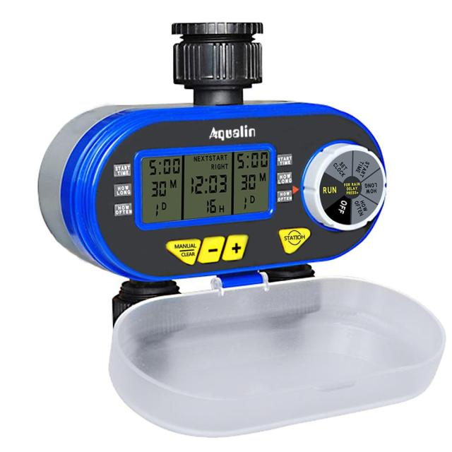 Two Outlet Garden Digital Electronic Water Timer Solenoid Valve Garden Irrigation Controller for Garden,Yard#21060 - Aqualin Official Store