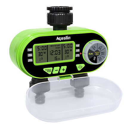 Two Outlet Garden Digital Electronic Water Timer Solenoid Valve Garden Irrigation Controller for Garden,Yard#21060 - Aqualin Official Store