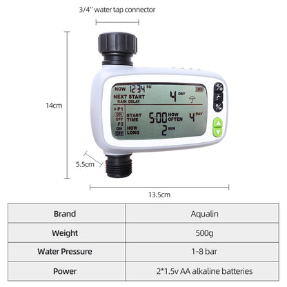 Garden Automatic LCD Big Screen Water Timer Irrigation Controller System for Planting Watering #21139 - Aqualin Official Store