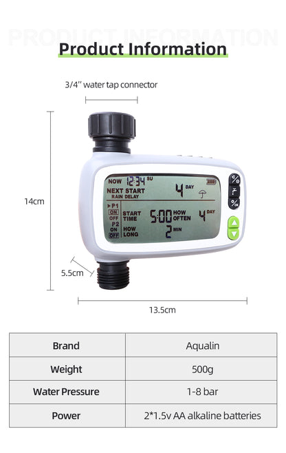 Garden Automatic LCD Big Screen Water Timer Irrigation Controller System for Planting Watering #21139 - Aqualin Official Store