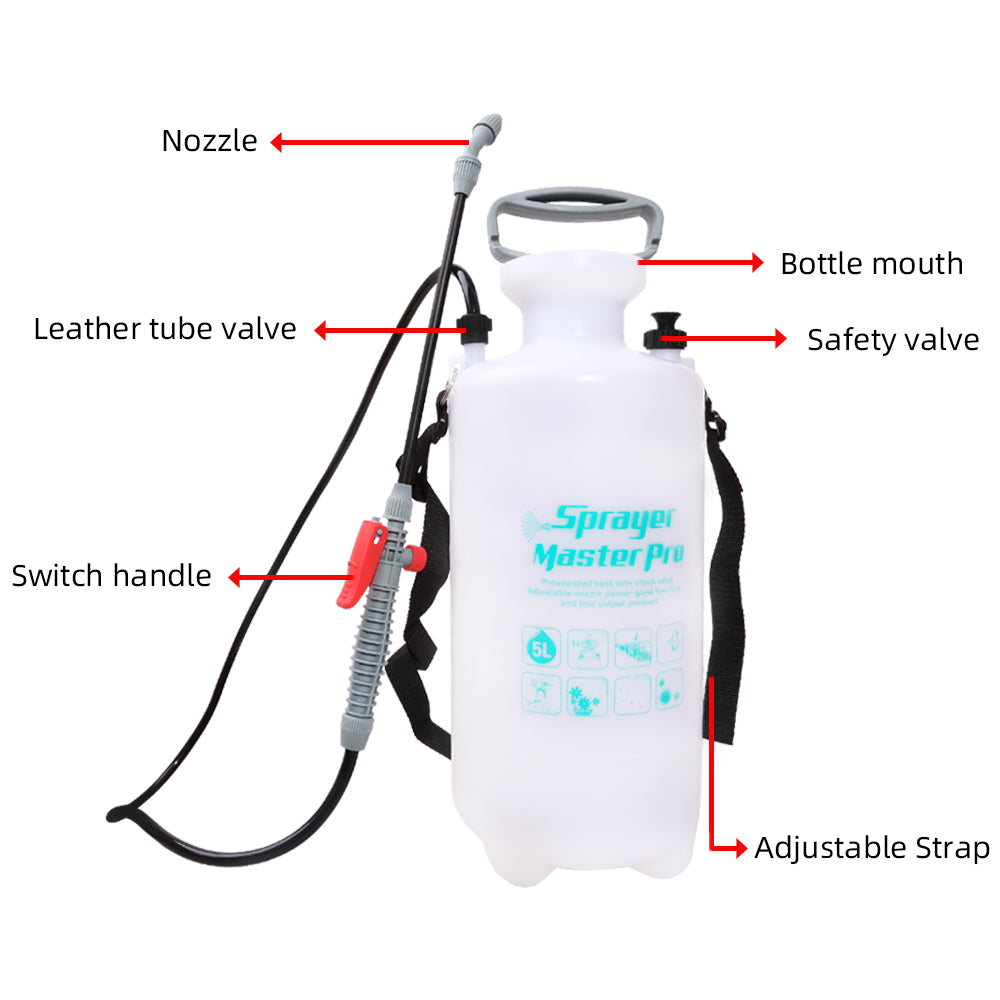 1.5/3/5L Garden Irrigation Pneumatic Sprayer Home Lawn Large Range Spray Water Fogger Spraying Disinfect Pesticides Tools - Aqualin Official Store
